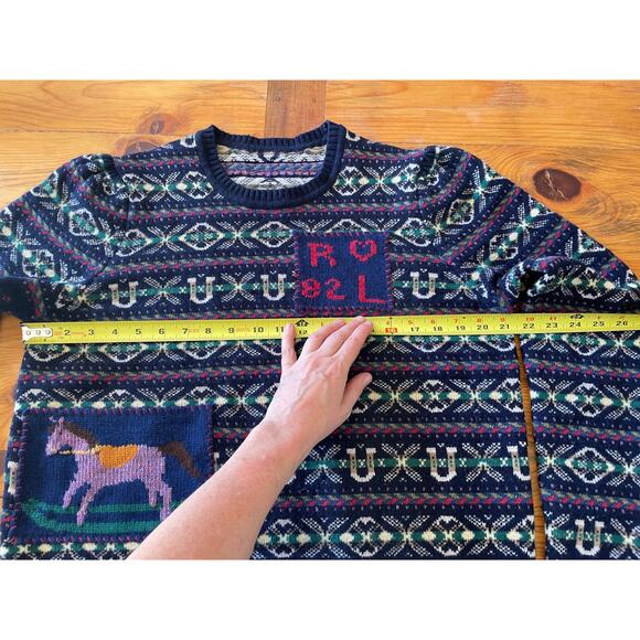 RARE HTF SOLD OUT Polo Ralph Lauren Cashmere Fair Isle Puff Sleeve Sweater sz L - Picture 13 of 16